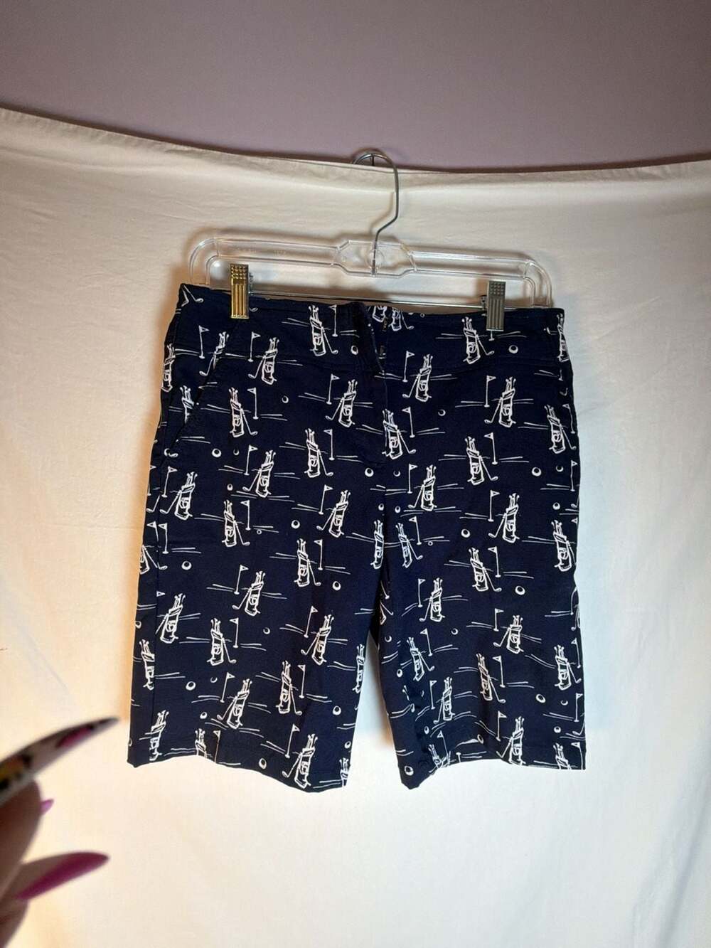 IZOD Golf Navy Blue Golf Bag Print Shorts Size 4